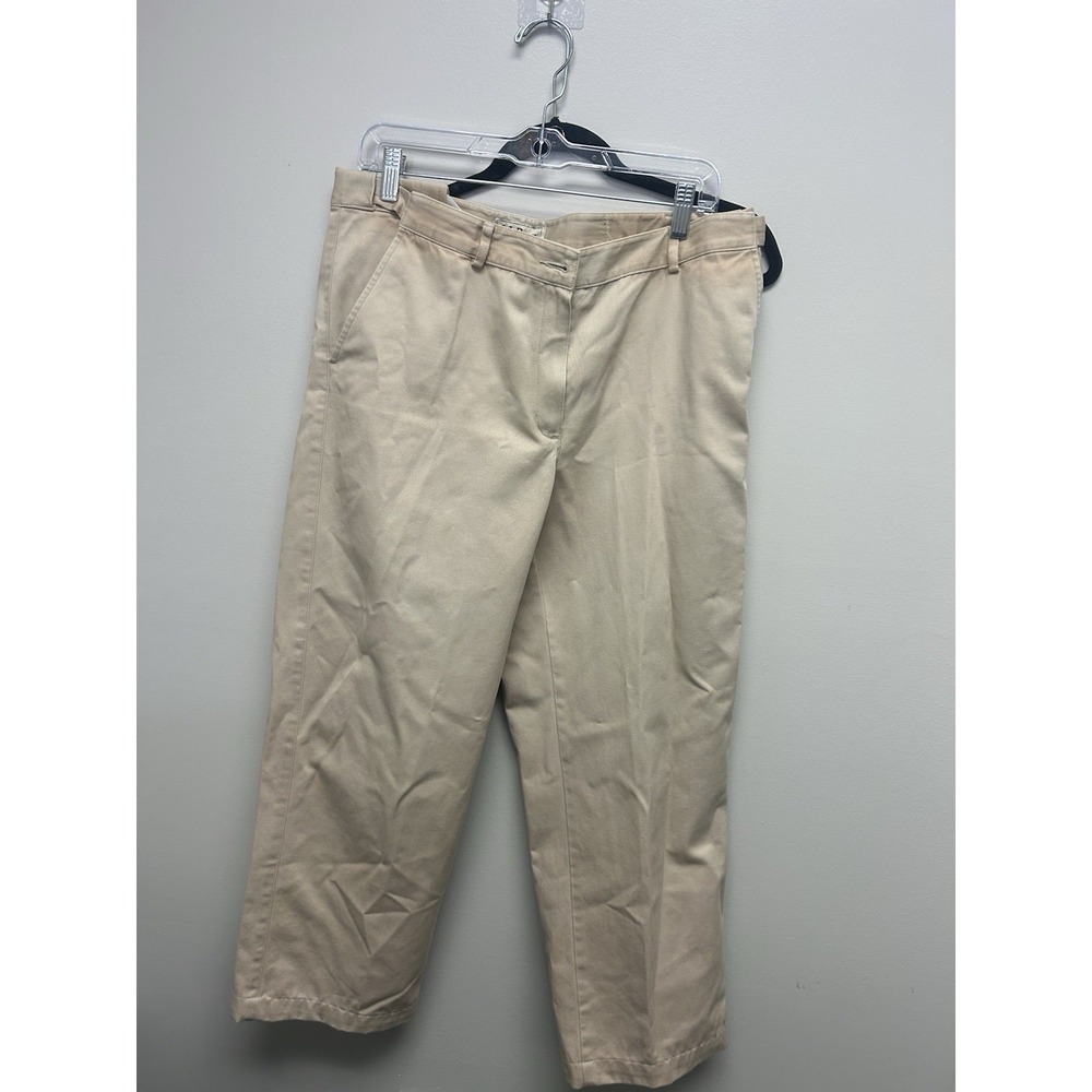 LL Bean Khaki Pants Women's 10 Beige Favorite Fit Straight Flat Front Cotton